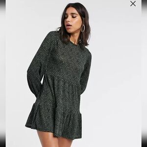 ASOS • Ribbed Green Floral Print Dress